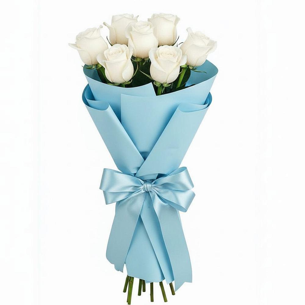 Букет 7 белых роз Проуд в Магдагачах