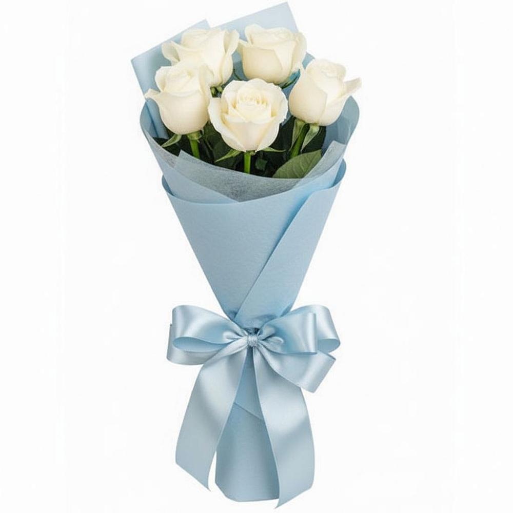 Букет 5 Белых роз Проуд в Магдагачах