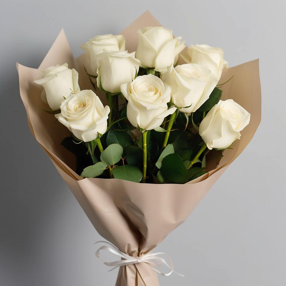 Букет 9 Белых роз Эдлесс Лав в Магдагачах