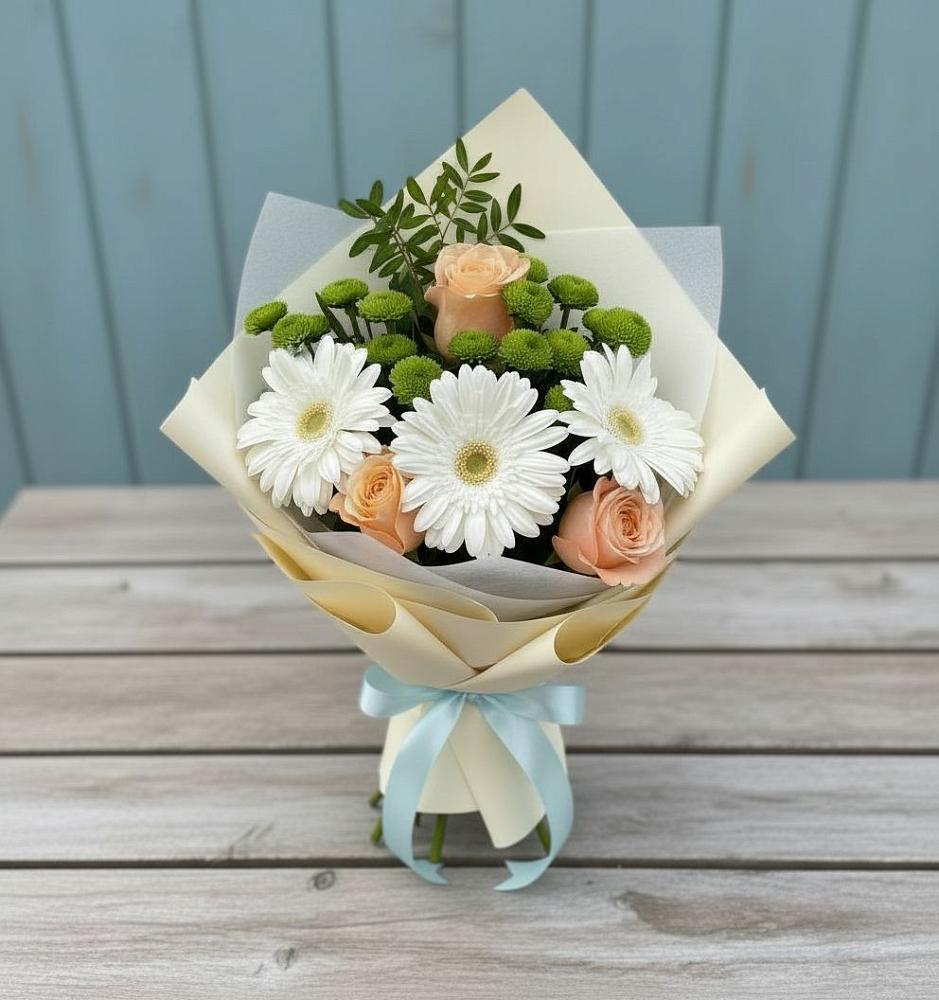 Букет цветов из: Герберы, Розы и Хризантемы в Магдагачах