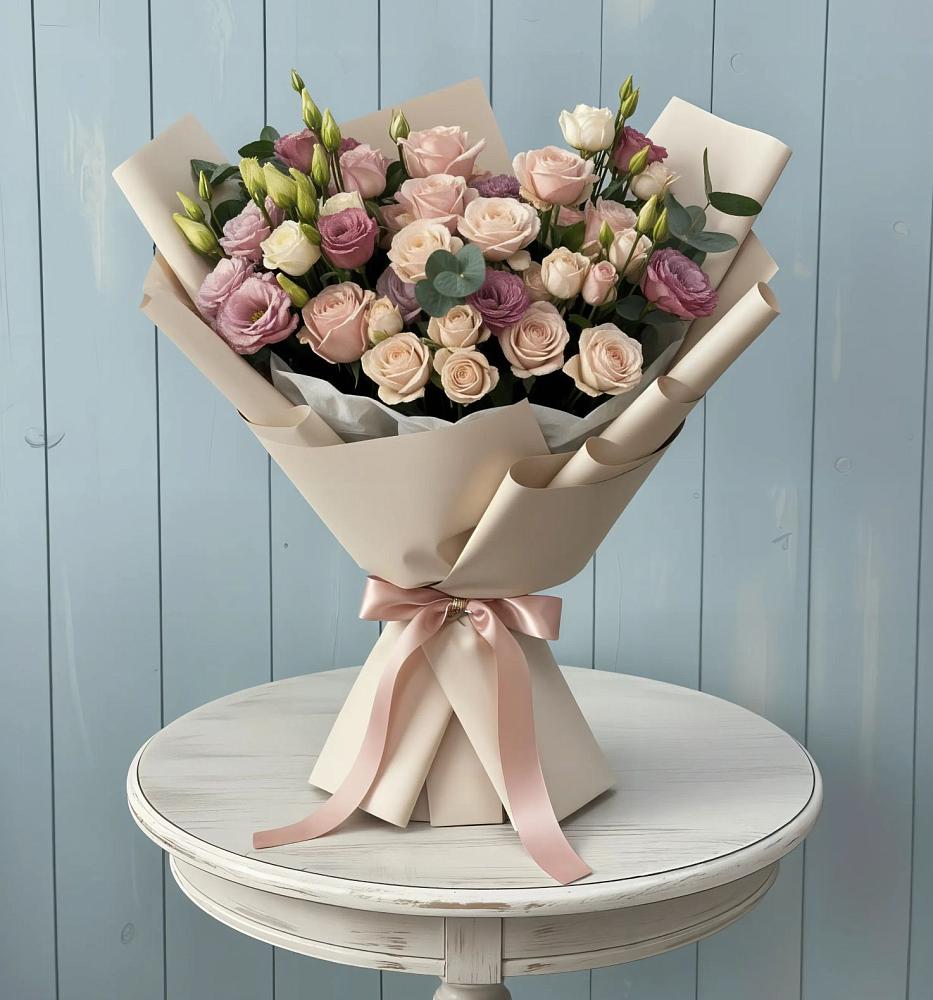 Букет цветов из: Розы и Лизиантусы в Магдагачах