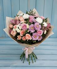 Букет цветов из:  Хризантемы, Розы и Альстромерии в Магдагачах