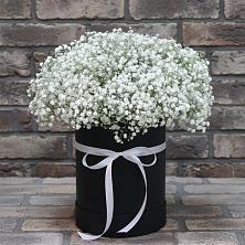 Цветочная композиция из Гипсофила в шляпной коробке в Магдагачах